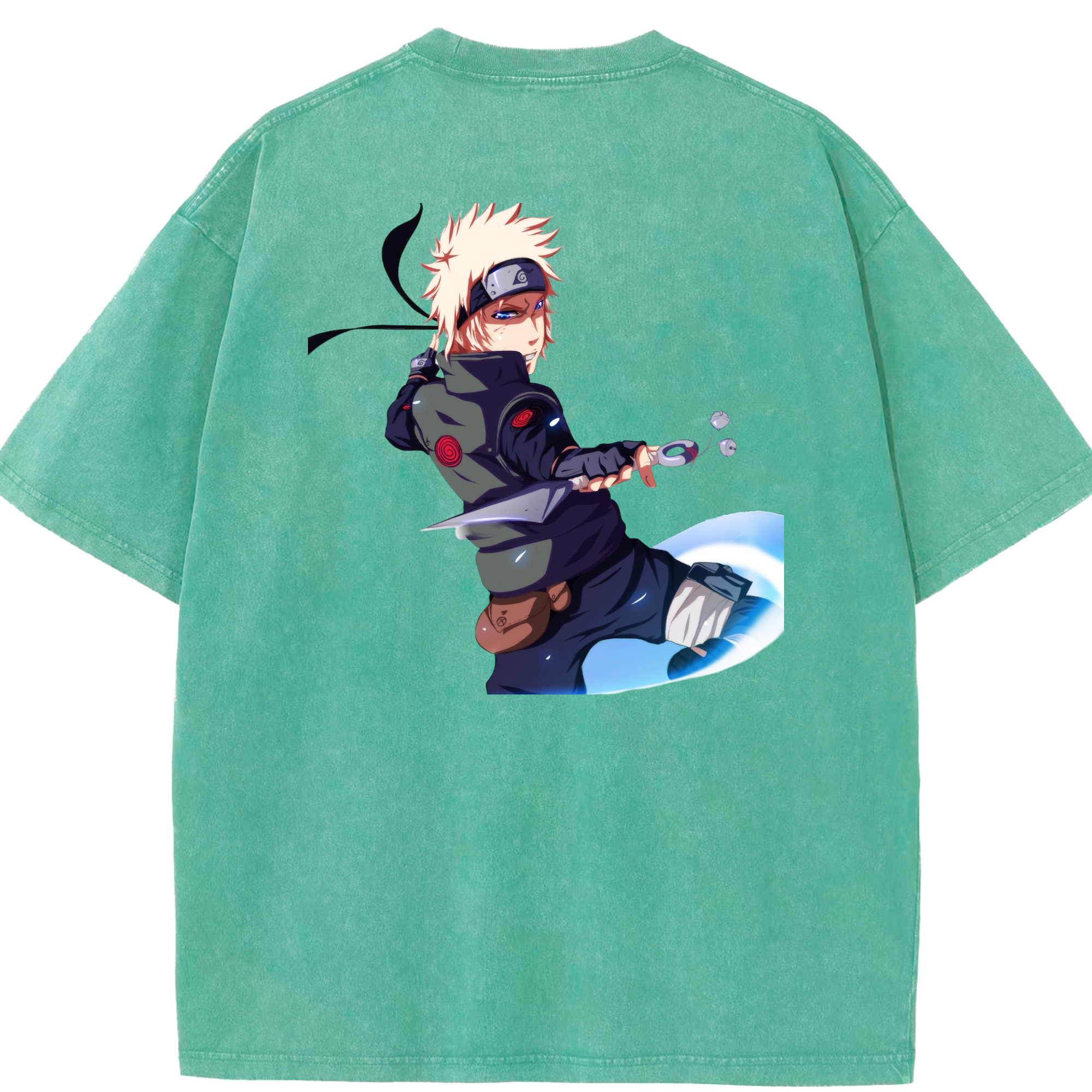 （画像用） NARUTO -ナルト- 波風 ミナト Namikaze Minato 綿100% ヴィンテージ風 半袖Tシャツ（背面プリント）